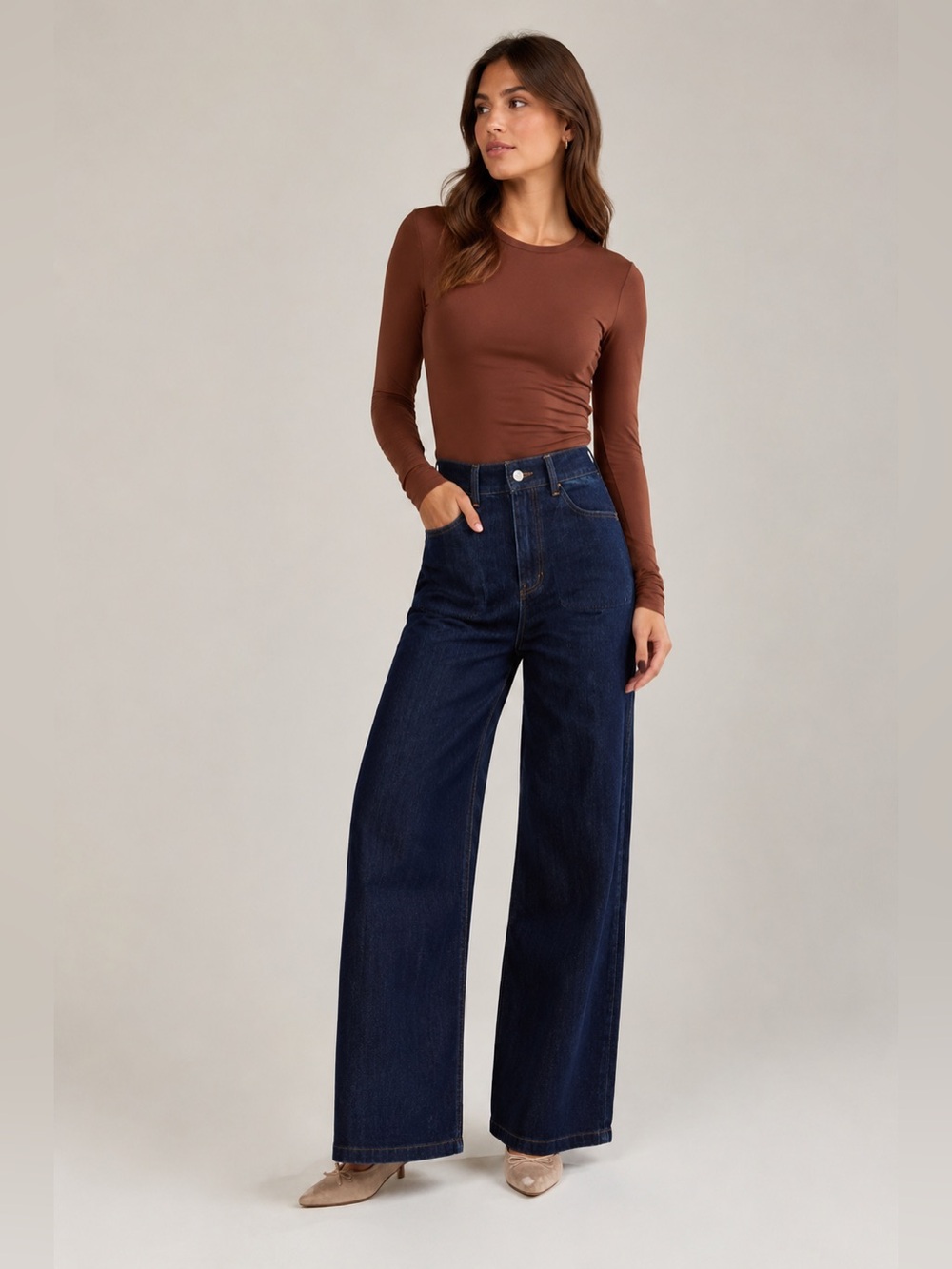 High-Rise Wide Leg Jeans in Dark Indigo Size 29 NWOT